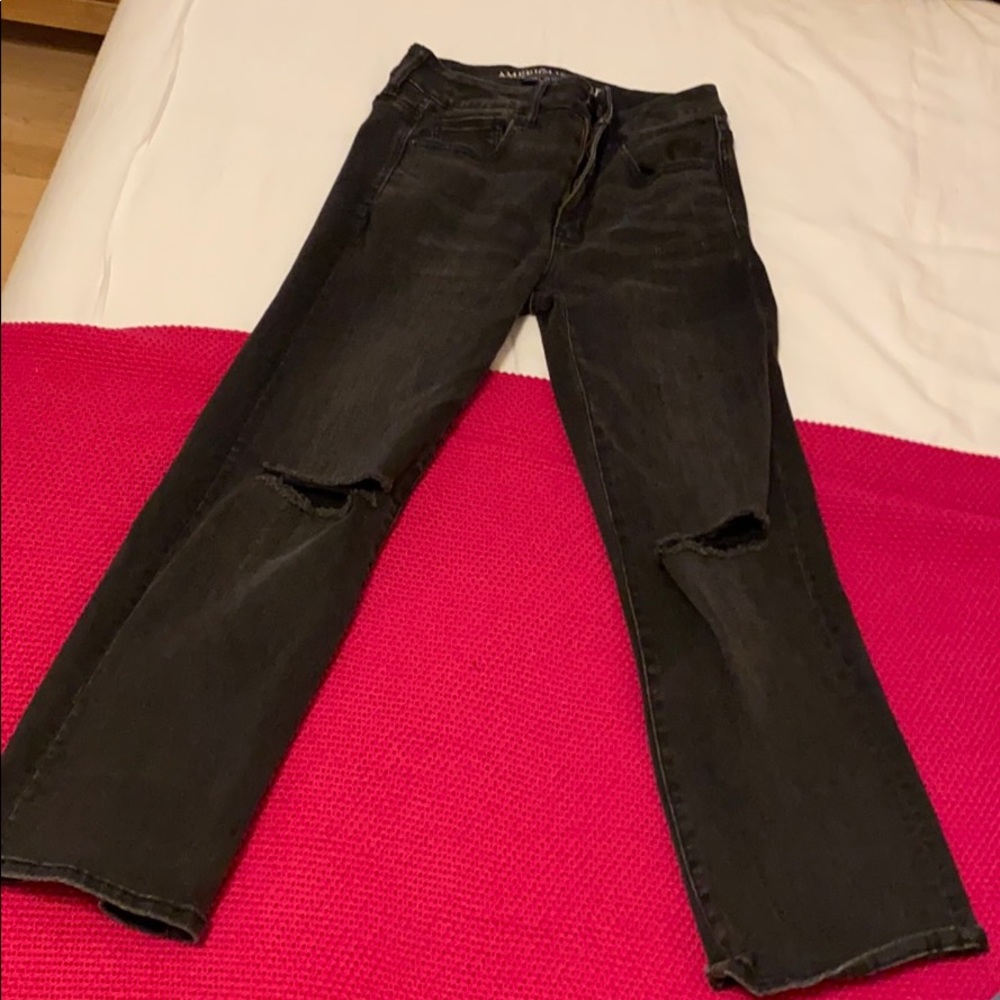 Black Cropped Flare Jeans